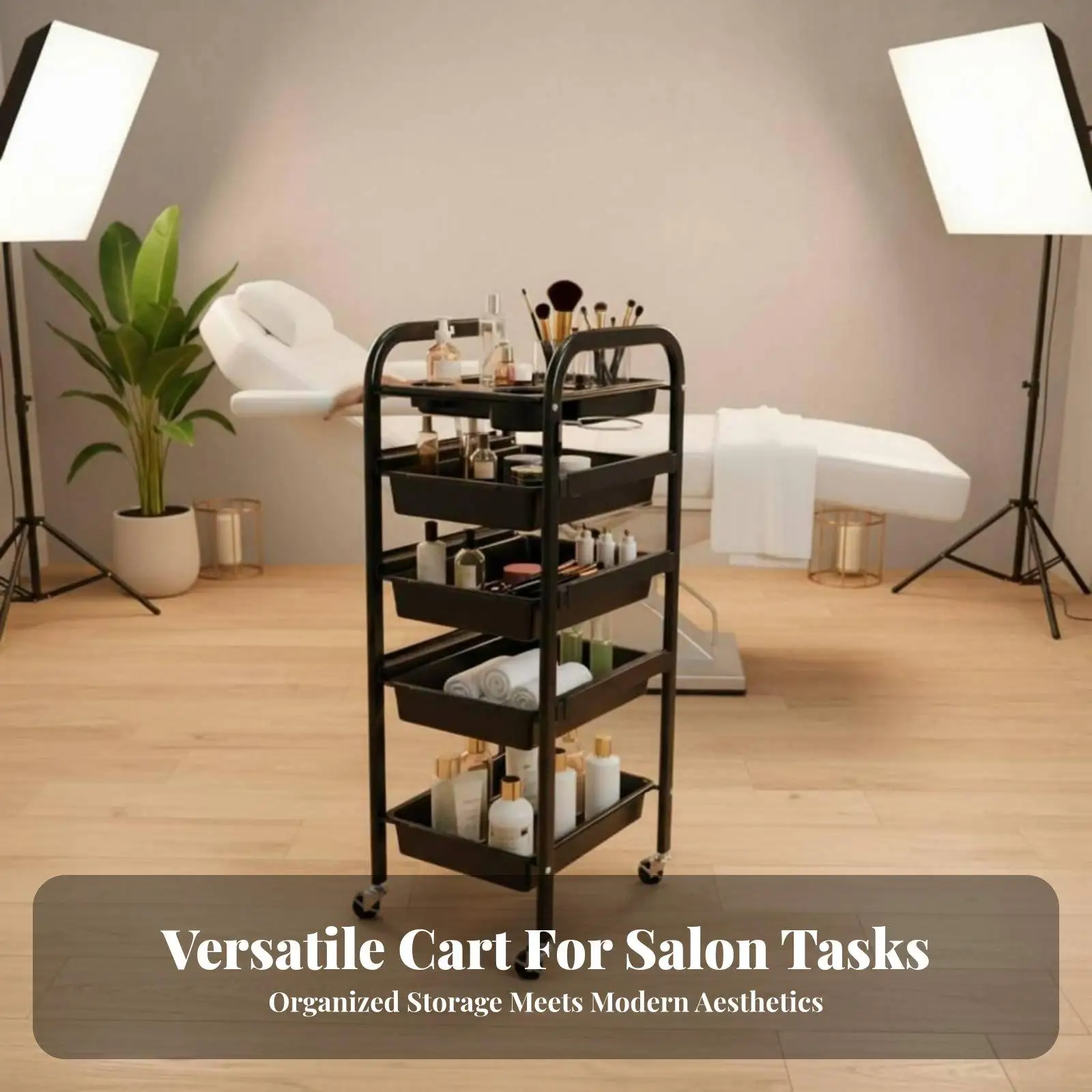 Mobile Beauty Salon Rolling Cart with Pull Out Drawers Hairdresser Tool Trolley for Spa and Barbershop