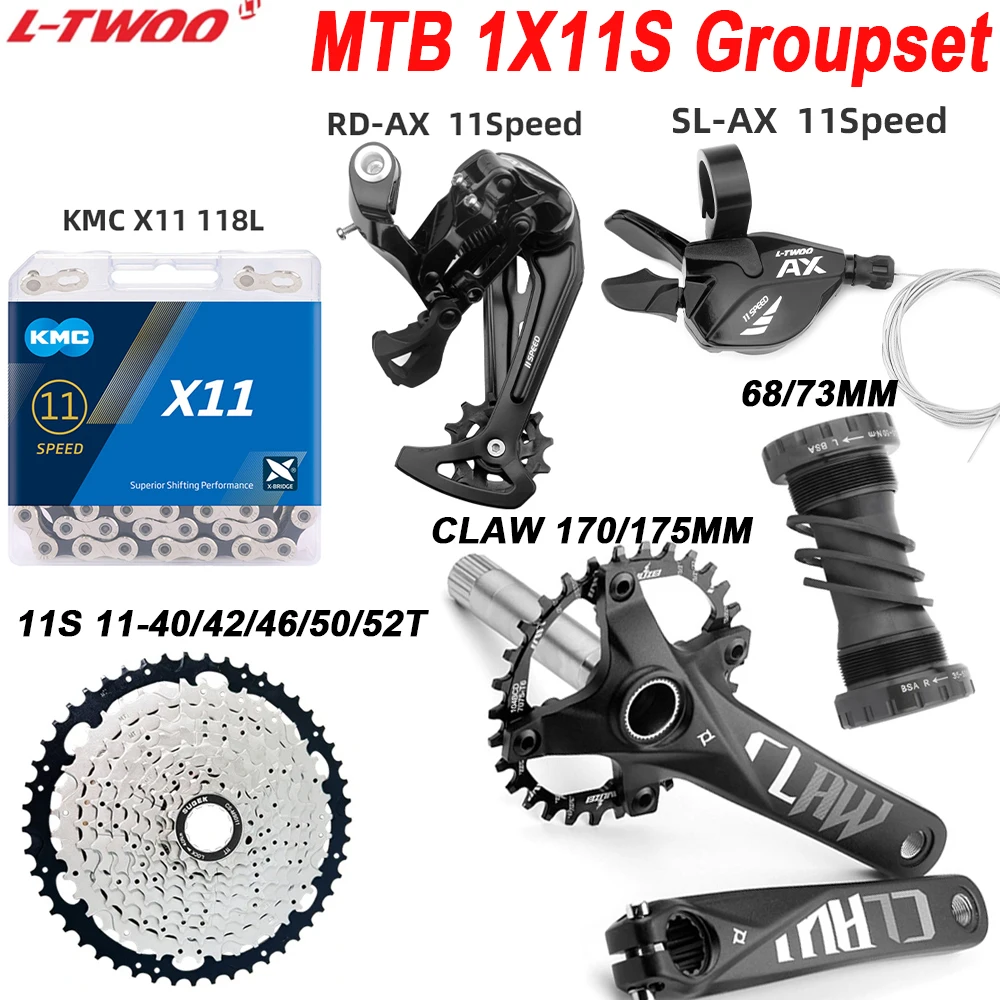 

LTWOO AX 1X11V Complete kit PROWHEEL170/175MM Crankset 11S 40/42/46/50/52T Cassette X11 chain 68/73MM BB 1X11S MTB Bike Groupset