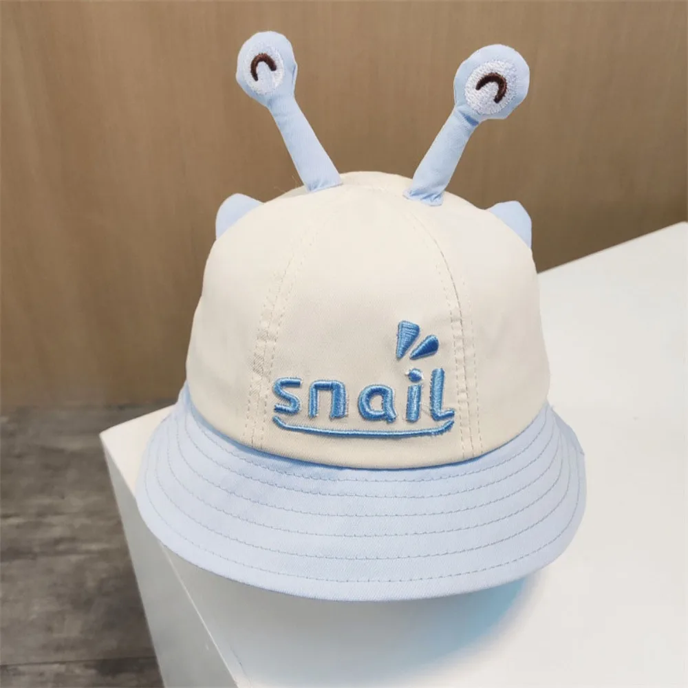 

Summer Cartoon Snail Baby Bucket Hat Solid Color Embroiderey Baby Fisherman Hat Sunscreen Breathable Newborn Sun Hat Toddler