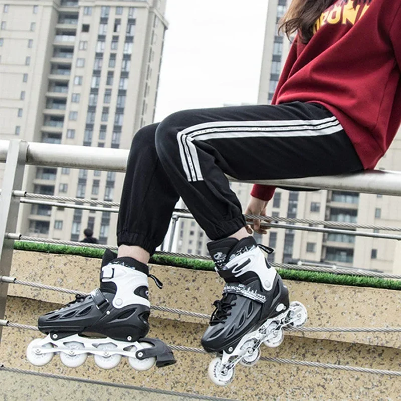 Rolschaatsschoenen, Verstelbare Inline Rolschaatsschoenen Professionele Knipperende Glijdende Sneaker Outdoor Racesnelheidsschaatsen