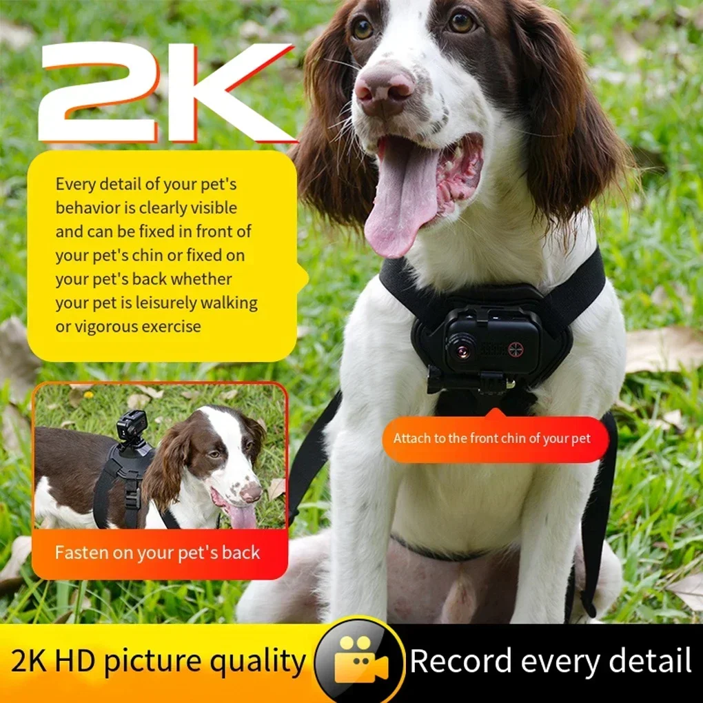 

HD 2K Камера-ошейник для собак и кошек, панорамная спортивная камера 360° для записи видео, беспроводное приложение, перезаряжаемая, подарок на день рождения для кошек и собак