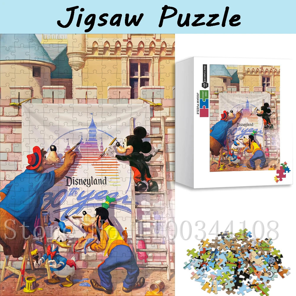 Disney Disneyland 30th Anniversary Attraction Jigsaw Puzzles Mickey Mouse Cartoon Puzzles for Children Intelligence Handmade Toy