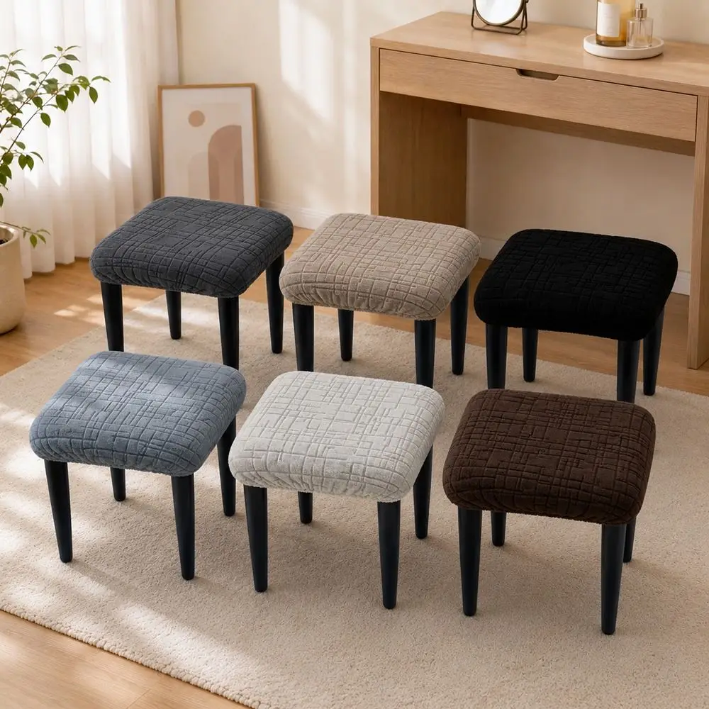 Solid Color Chair Seat Cover Washable Removable Stretch Seat Covers Waterproof Square Shape Table Chair Cover for Square Chairs