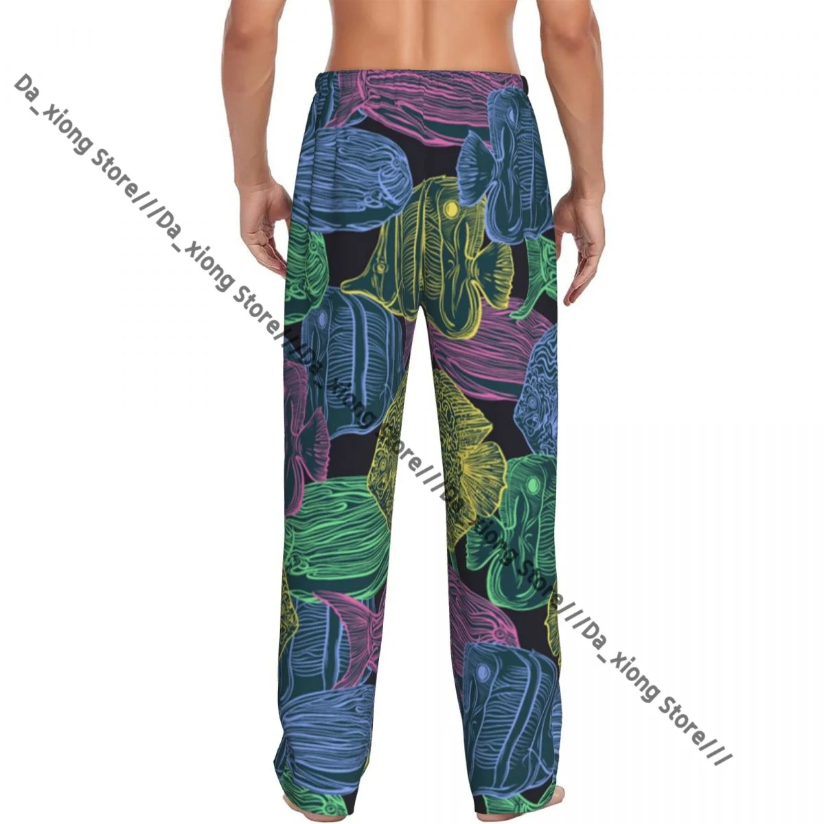 Tropical Fish Marine Fauna Mens Pajamas Pyjamas Pants Lounge Pants Sleep Bottoms
