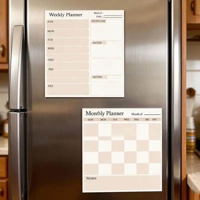 Fridge Calendar Magnet Planner Board Set for Fridge, 2 Piece Weekly and Monthly Calendar Boards with To Do B03E