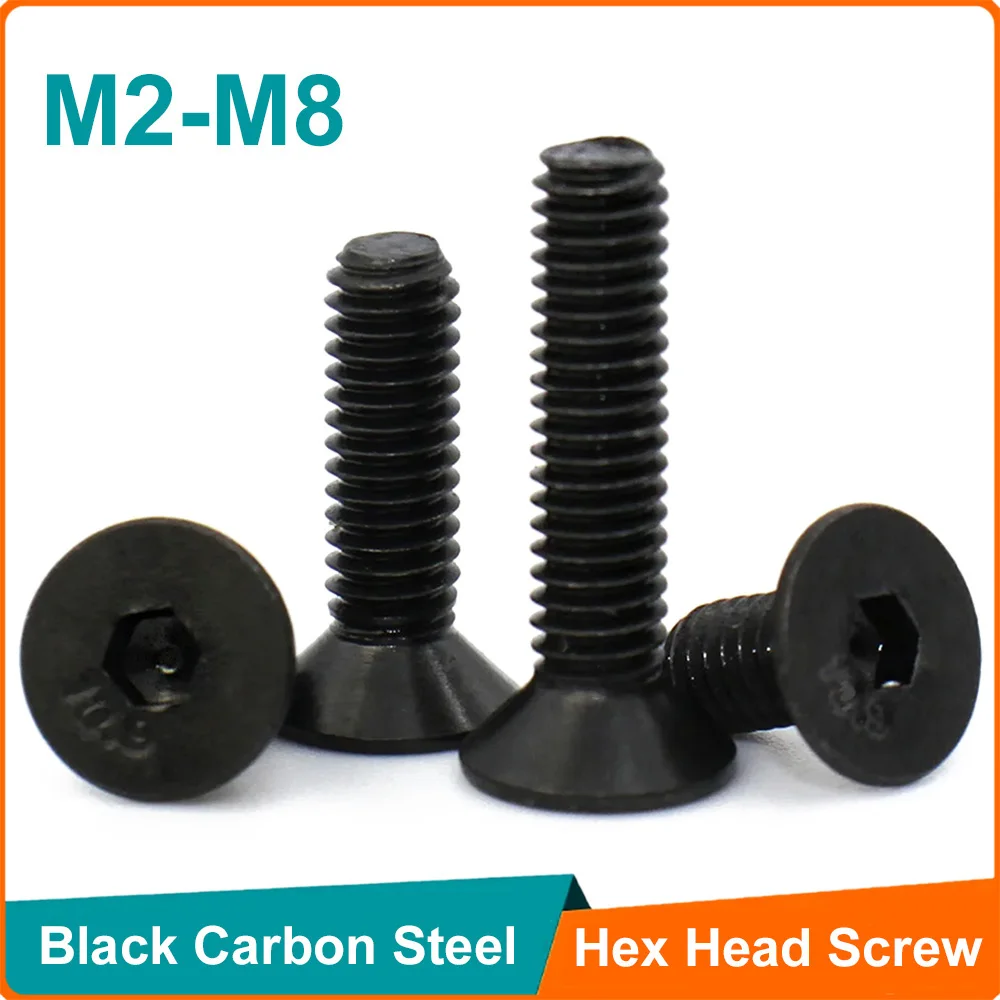 

20/50Pcs Carbon Steel M2 M2.5 M3 M4 M5 M6 M8 Hexagon Socket Flat Countersunk Head Screw Hex Socket Bolts Machine Screw DIN7991