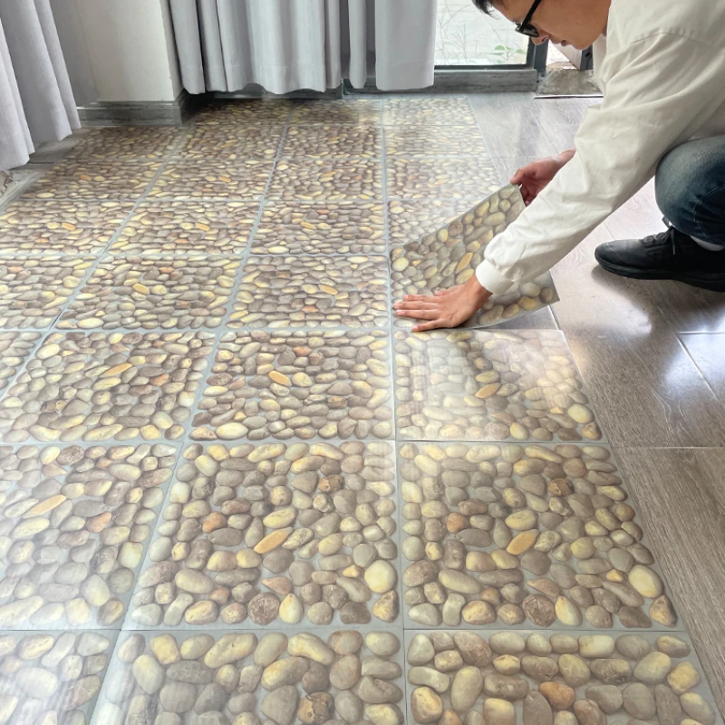 

Self-Adhesive Non-Slip Wear-Resistant Vinyl Floor Stone Plastic Imitation Tile Kitchen Oil-Proof Floor Mat Renovation