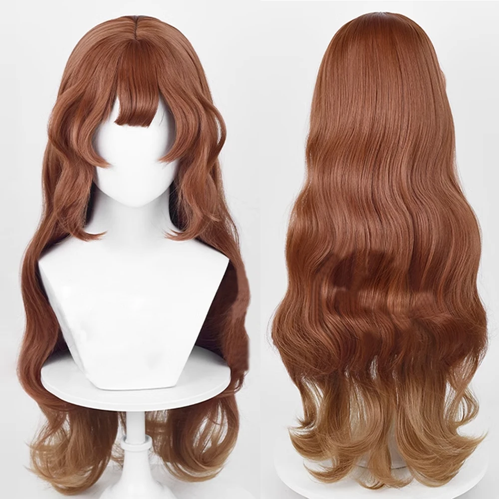 

Long Wavy Brown Synthetic Women Wig with Bangs Fluffy Anime Game Cosplay Heat Resistant Wig for Daily Party