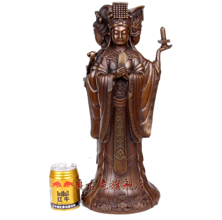 44CM LARGE family HOME efficacious brass -Sea God Mazu Guanyin WANGMU 3 FACE bronze statue-bless Safety