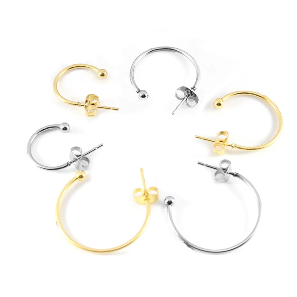 

6Pcs DIY Ear Jewelry Accessories Stainless Steel C-Shaped Eardrop Materials Lightweight Hypoallergenic Earwires for Crafting