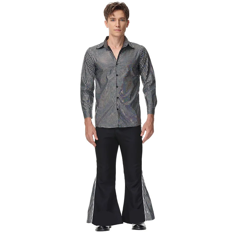 Disfraz de Cnte de Hip Hop Retro Disco Hippie Navideño para Hombre, Ropa de Actuación Estilo Años 70, Traje Tradicional H...