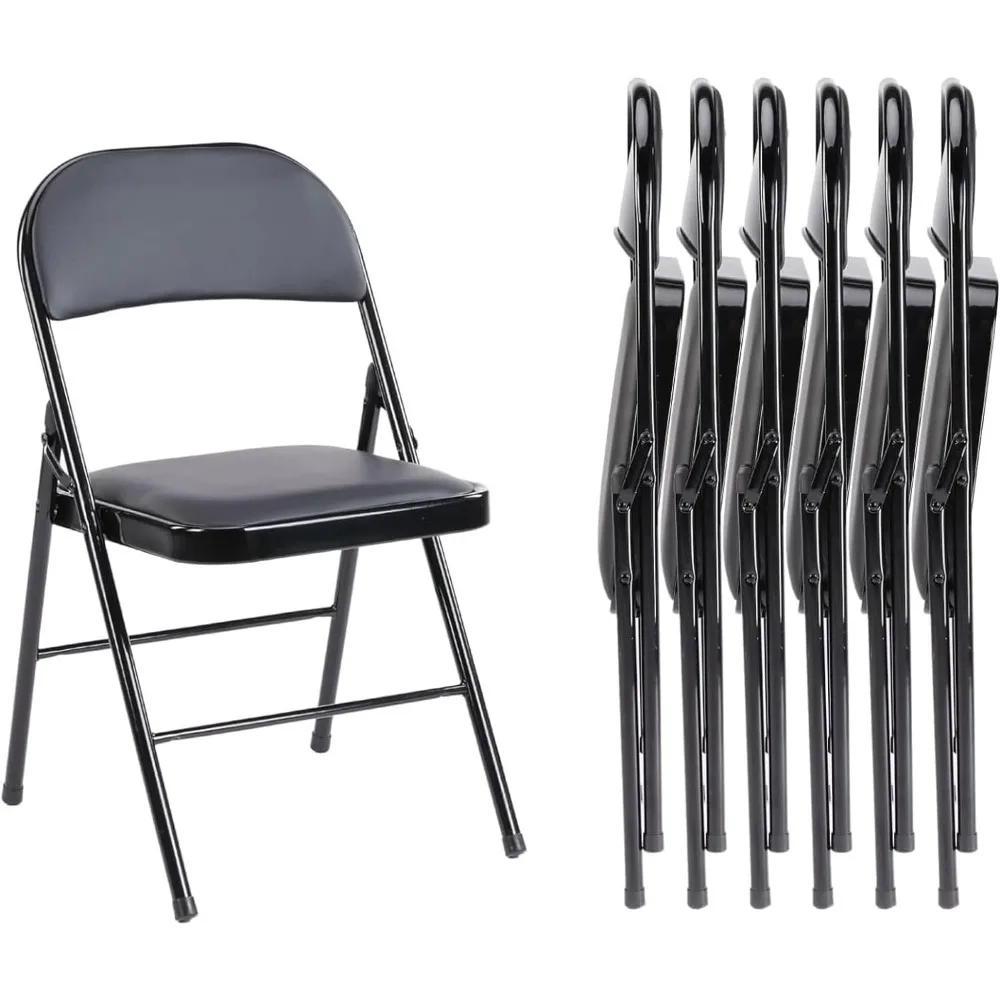 

Folding Chair 6 Pack, Leather Padded Folding Chairs, Sturdy Metal Foldable Chairs, Easy to Use and Store, Outdoor and Indoor