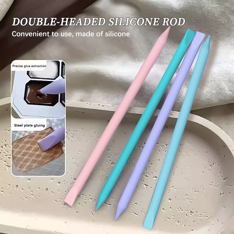 1pc Silicone Stir Stick Dual Head Multifunctional Stirring Rods Liquid Paint Mixing Stirrer Reusable DIY Tools Nail Brush