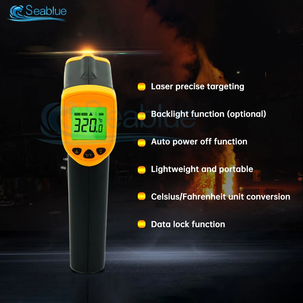 AR320 Infrared Thermometer Gun Kitchen Oil and Warm Water Barbecue Baking Thermometer High Temperature Measurement -32℃~380℃