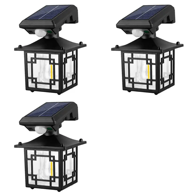 

ABRU-3X Solar Wall Lanterns Outdoor Waterproof 200LM Motion Sensor Wall Lights Fence Light With 3 Modes Exterior Wall Sconces
