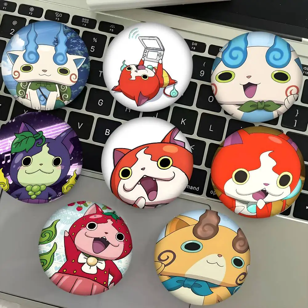 1pc Anime Yokai Cute Watch Anime Cartoon Style Badge Brooches On Backpack Decoration Round Enamel Pins For Accessorys
