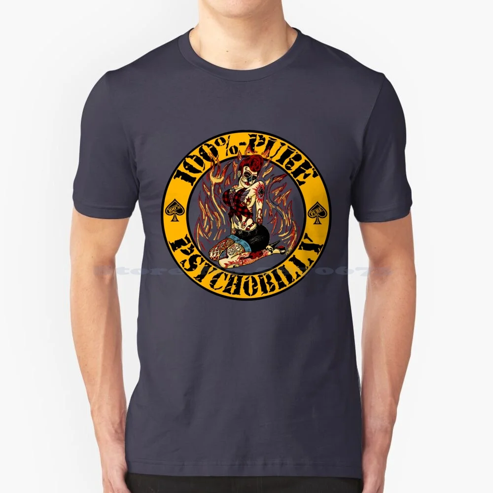 Psychobilly Girl-Yellow T Shirt 100% Cotton Tee Psychobilly Dragstrip Biker Punk Davidson Goth Emo Metal Cholla Day Of The Dead