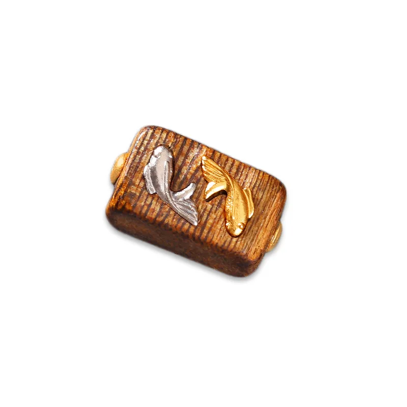 Chinese Style Lucky Natural Agarwood 925 Sterling Silver Gold Plated Spacer Beads Charms For Diy Bracelet Jewelry Making Fortune view 5