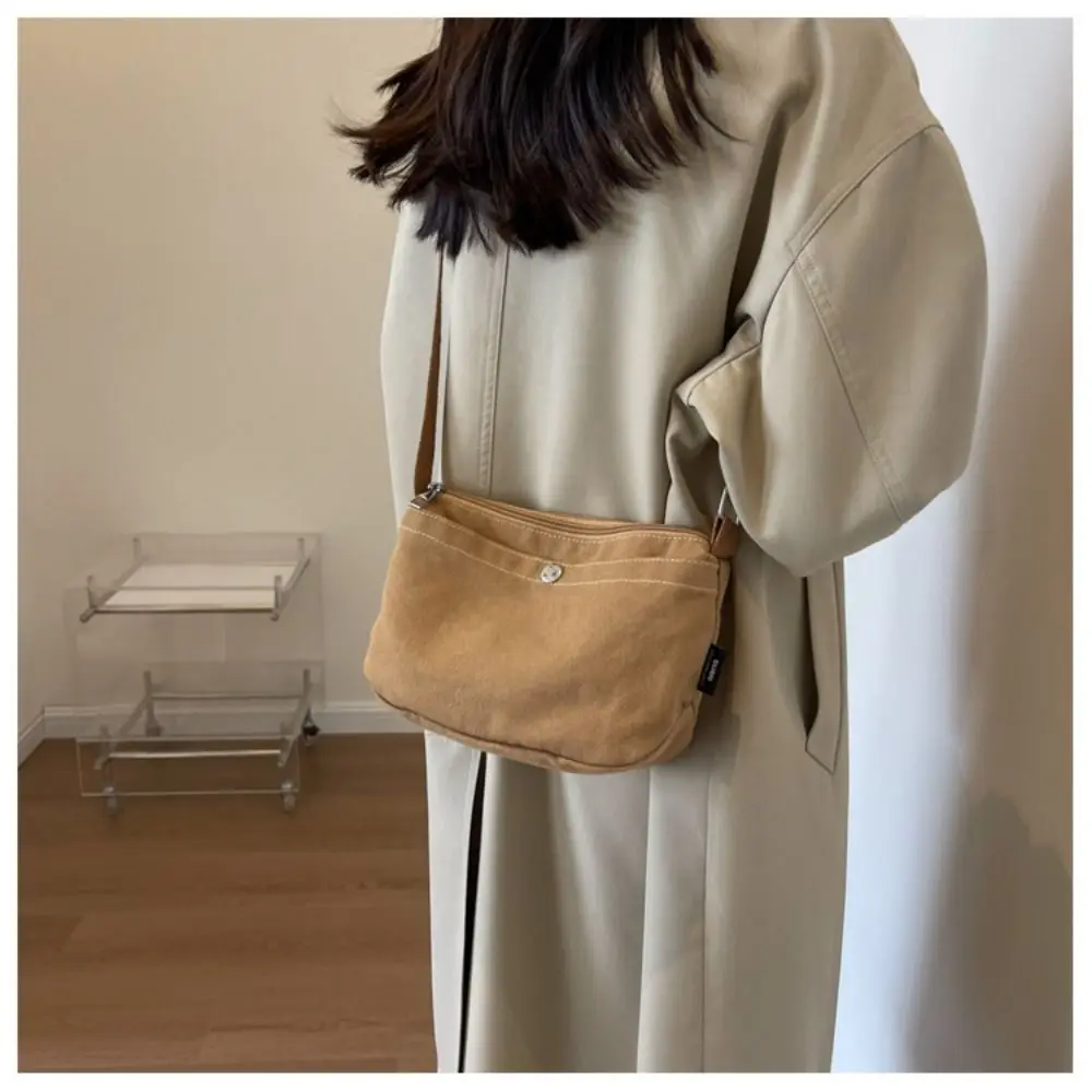 Canvas Shoulder Bags Women Solid Simple Multifunction Handbags Large Capacity Crossbody Bags for Women Teens Purse