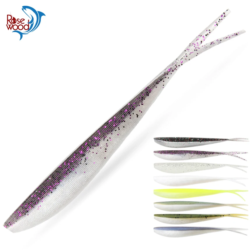 طُعم صيد أسماك البلمة الناعم مقاس 2 بوصة 3 بوصة 4 بوصة من RoseWood طُعم صيد سمك السلمون المرقط Shad Drop Shot SoftBait ذيل مقسم لسمك السلمون المرقط بايك Walleye Pesca