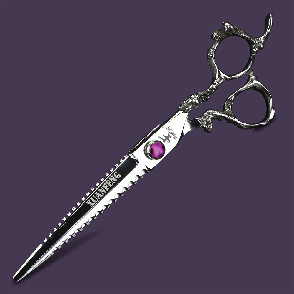 7.0 inch high-end hair scissors with dragon handle Japan 440C steel barber cutting scissors
