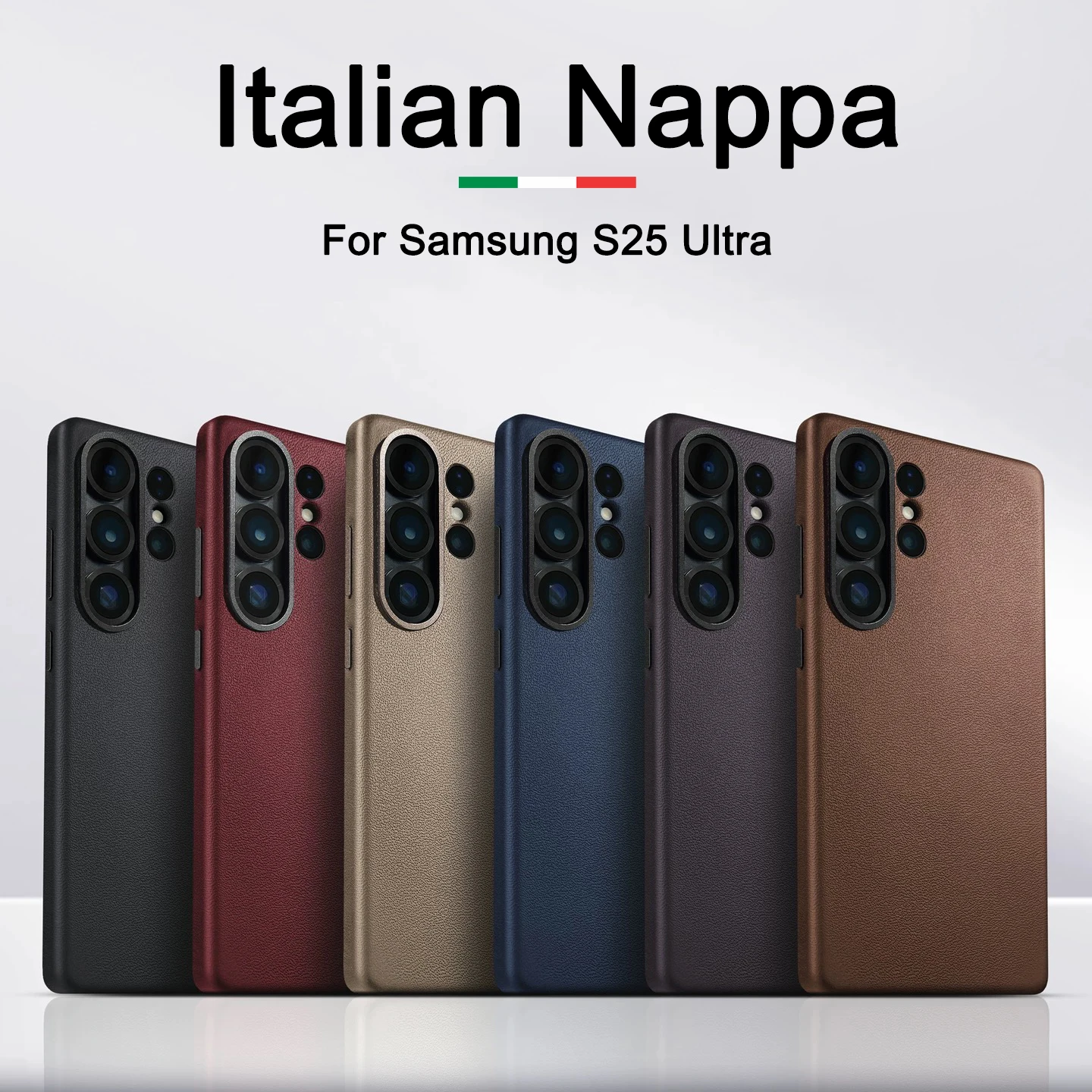 

100% Italian Nappa Genuine Leather Case for Samsung Galaxy S25 Ultra Plus + Magnetic Luxury Cover Cowhide Case for S25Ultra S25+