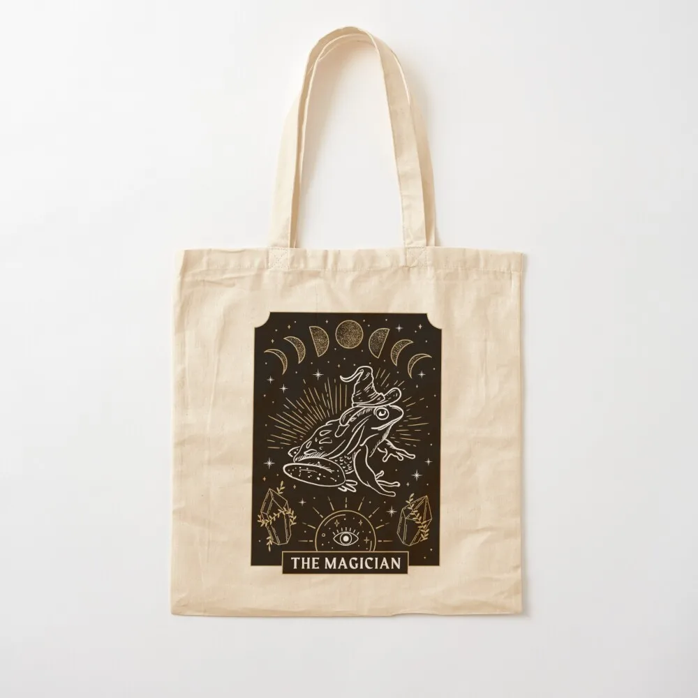 Mystical Frog Wizard: Dark Academia Aesthetic with Cottagecore Magician Tarot, Gremlincore Grunge and Fairycore Element Tote Bag