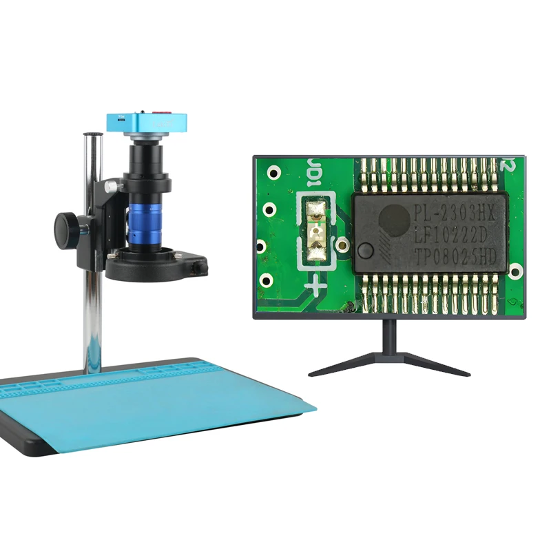60MP 2K 4K HDMI VGA USB Industry Microscope Camera 300X 450X 900X Monocular Video Microscope For Phone Repair Coin Observation