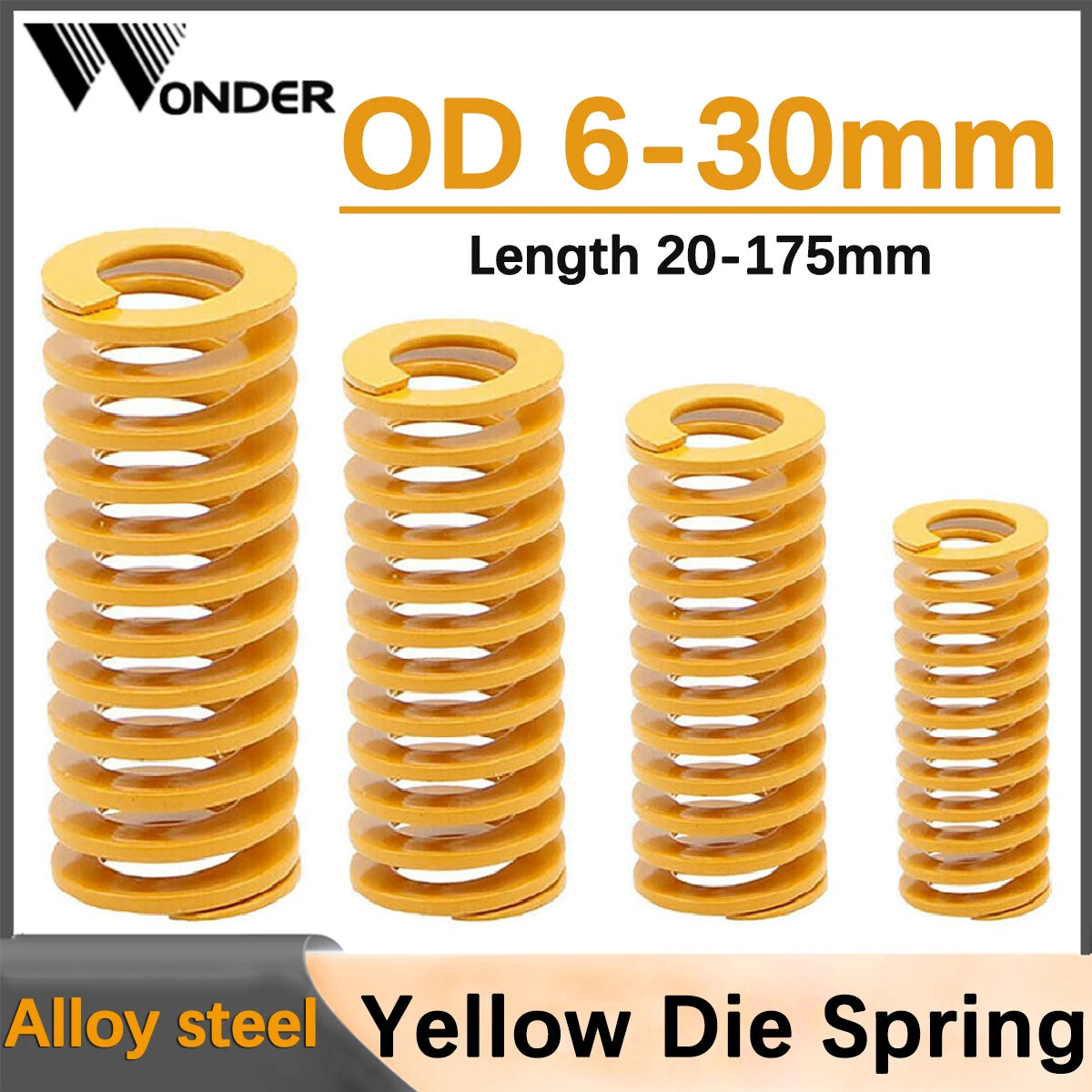 Yellow Small Load Die Spring Spiral Stamping Compression Mould Springs Outer Diameter 6-30mm