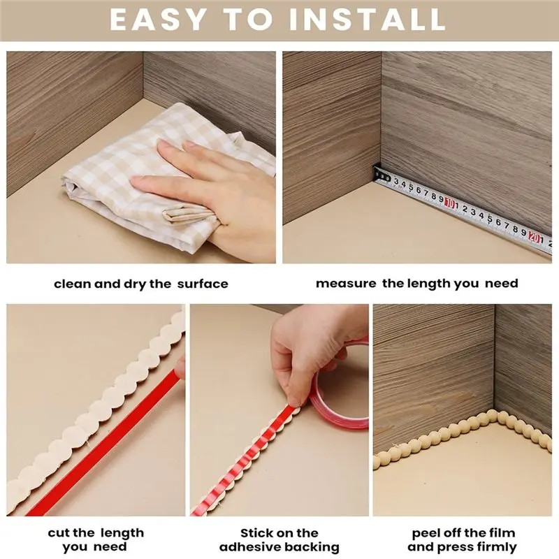 ABUH-Wall For Bathroom Mirror Frame Border Flexible Molding Trim Peel And Stick Decorative Bead Pearl DIY For Walls - view 6