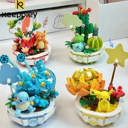 Oryginalne klocki do budowy Keeppley Pokemon Pikachu Bulbasaur nowa roślina model doniczkowy Puzzle dekoracyjne zabawki dla dzieci dziewczyna prezent