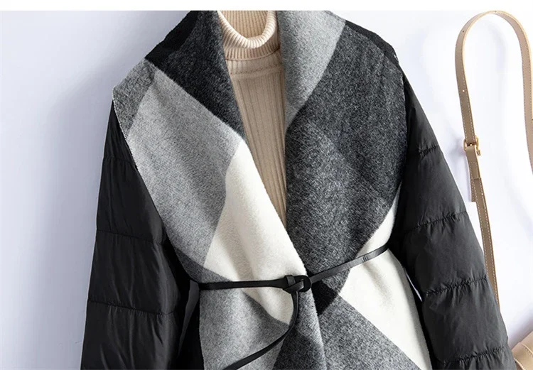 2025年冬向け、女性用高級ホワイトダックダウンロングダウンジャケット、ウエストシェイプでスリム効果のある新スタイル