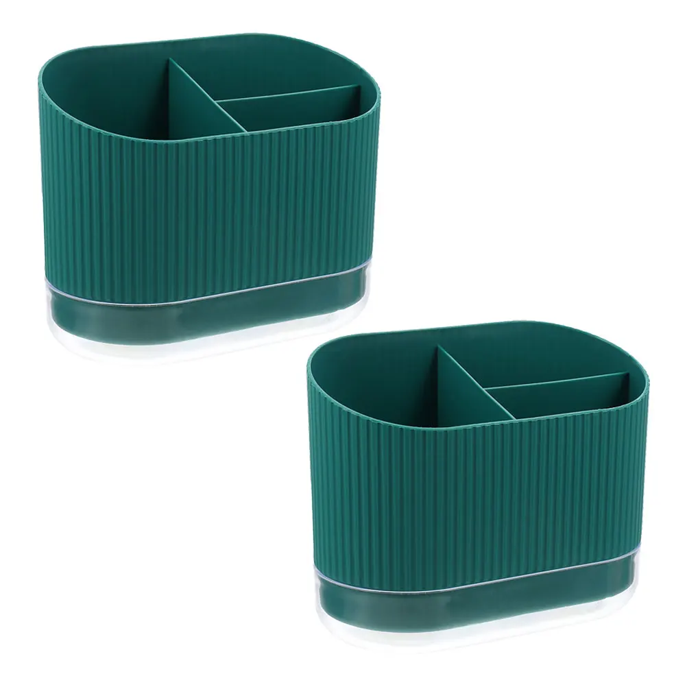 

2Pcs Plastic Cutlery Holder Kitchen Utensil Organizer Multi-Compartment Chopstick Fork Spoon Draining Storage Box Large Capacity