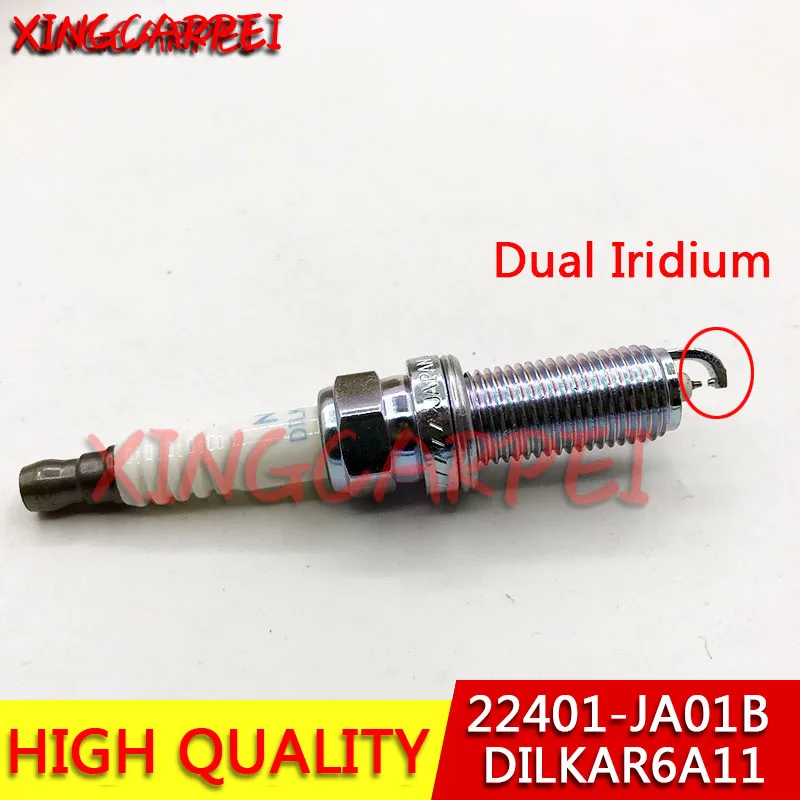 4 шт./лот двойные Иридиевые свечи зажигания 22401-JA01B DILKAR6A11 для Nissan Altima Rogue Sentra X-TRAIL 2.5L высокое качество