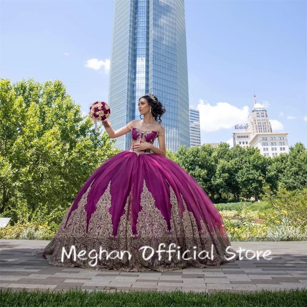 Mexico Fuchsia Off Shoulder Quinceanera Dress 2025 Bead Prom Dress Birthday Ball Gown Applique Graduation Gowns Robe Customized image 4