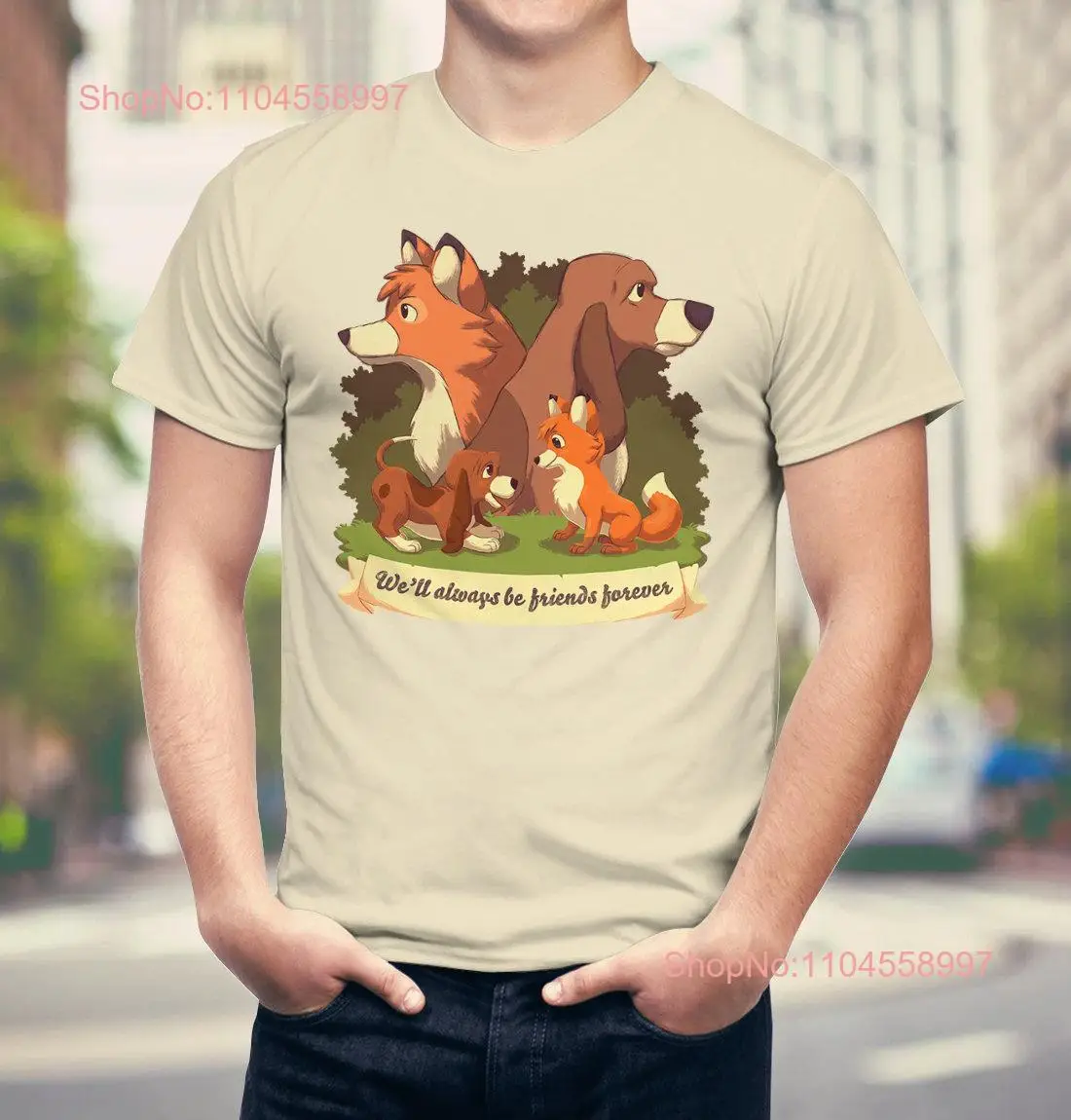 We'll Always Be Friends Forever T Shirt The Fox and Hound 80s Kid Tod Copper Red Dog Cute BFF long or short sleeves