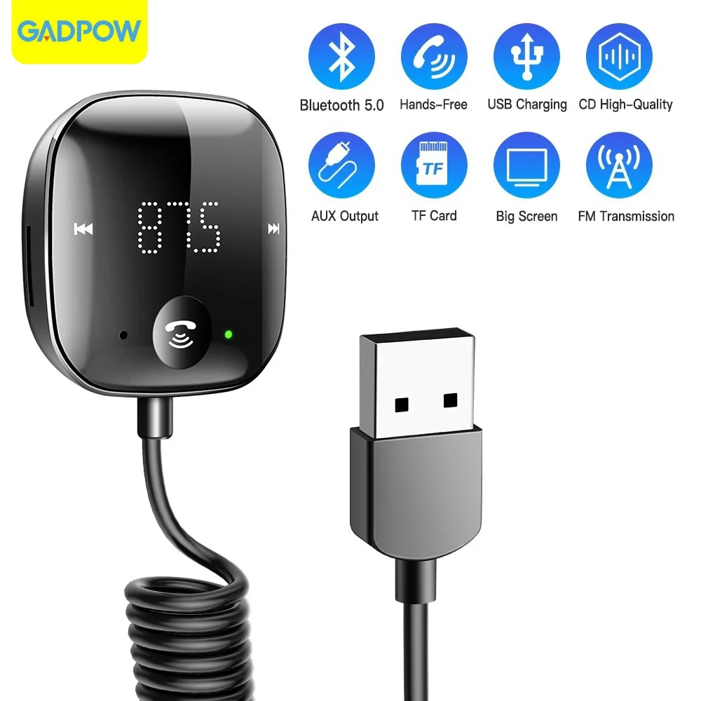 Gadpow Transmitter FM Bluetooth Car Bluetooth Transmitter and Receiver Hands-Free Car Bluetooth Car Adapter Audio Mp3 Player