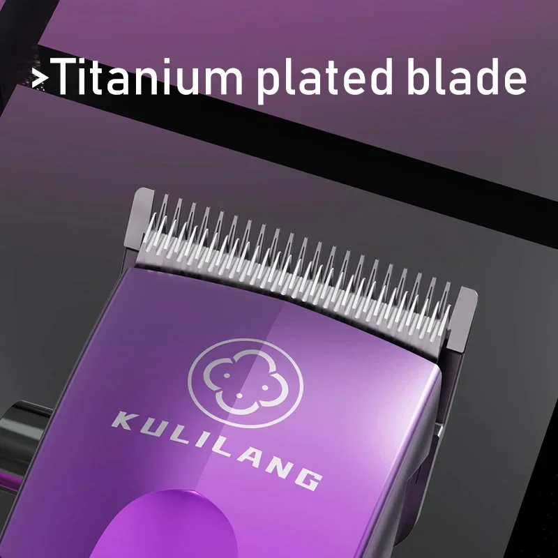 Professional Hair Cutting Machine Hair Clipper for Men Wireless Rechargeable Replacement Titanium Plated Blade Kulilang R77F