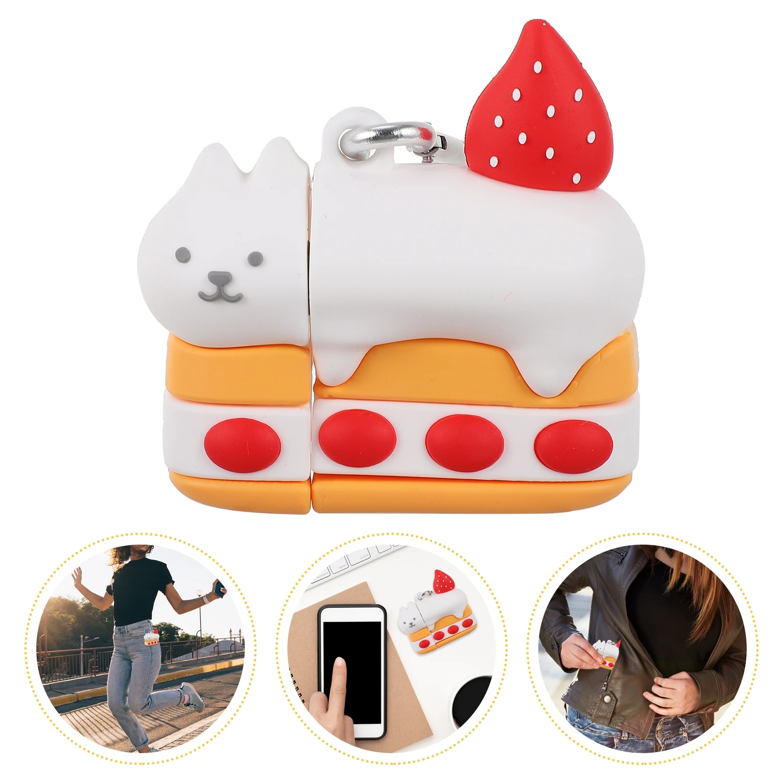 

Cartoon Earphone Case Strawberry Cake Design Protective For 2 Wireless Earbuds Shockproof Lightweight Silicone