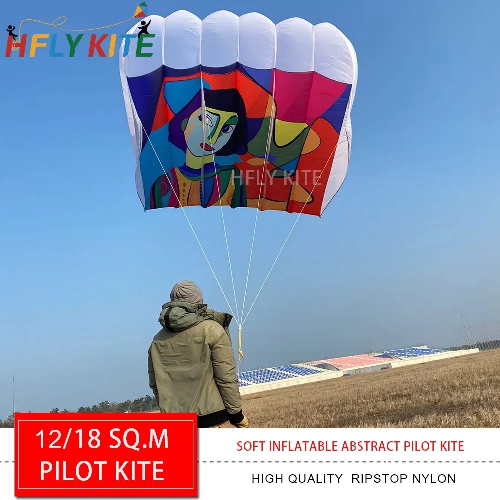 HFLY New Arrival Soft Inflatable Colorful Abstract Pilot Kite for Adults High Quality Ripstop Nylon Lifter Kites Free Shipping