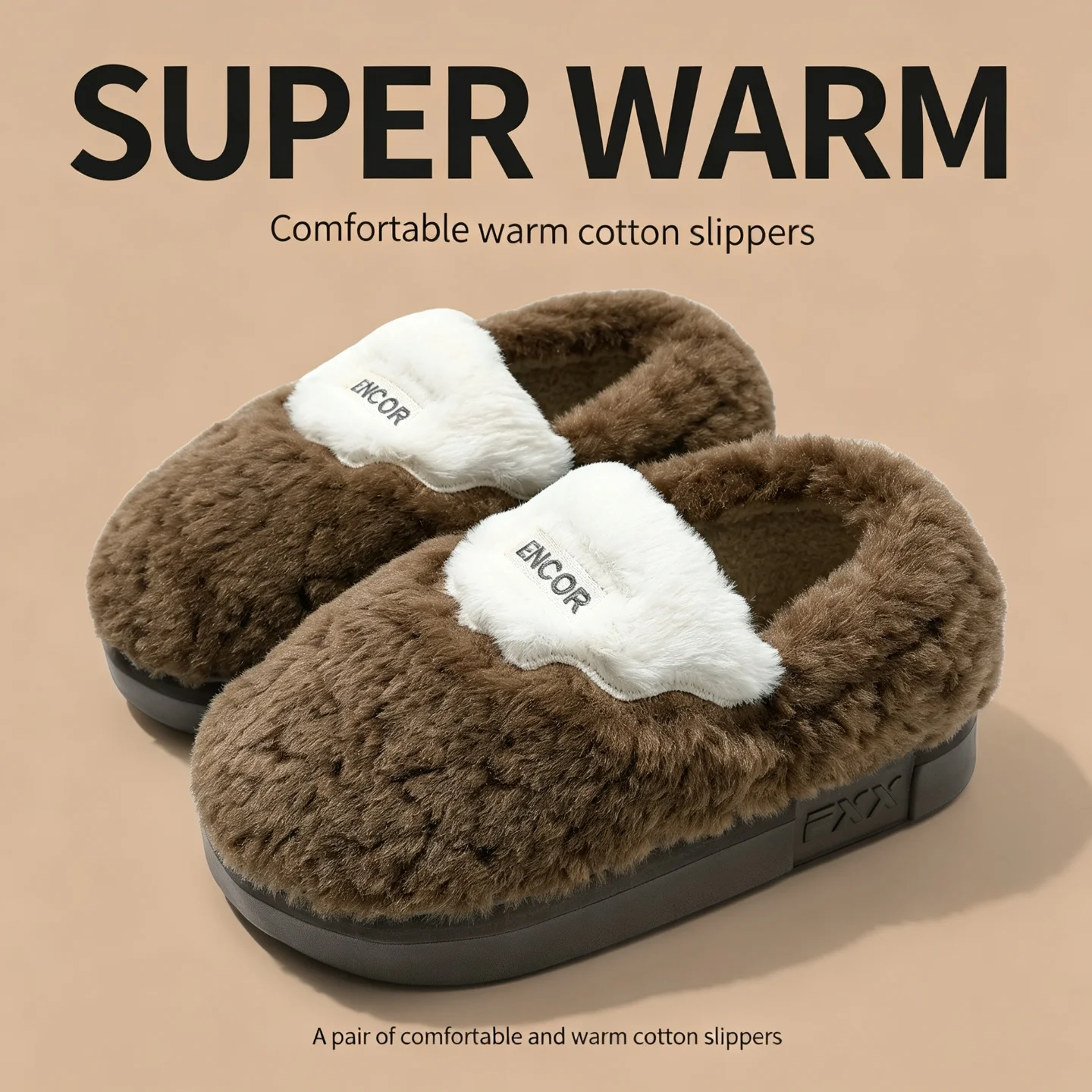 Winter Super Warme Hausschuhe für Damen und Herren, dicke Sohle, Plüsch, weich, bequem, für drinnen, Baumwolle, flauschig, Paar-Schuhe, Freizeit – Detail 1