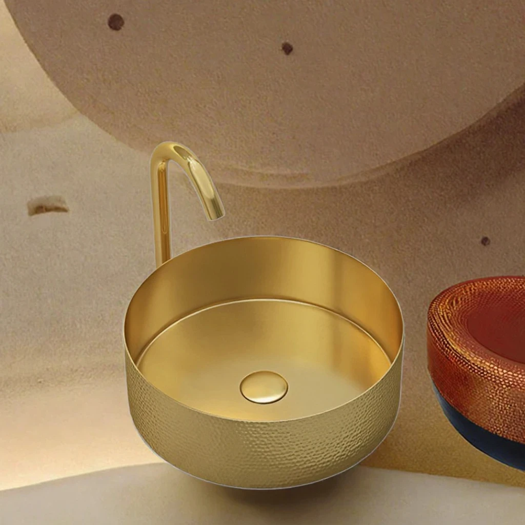 

Modern Design Art Sink with Drainer Stainless Steel Counter Top Gun Grey White Black Golden Colors for Villa Hotels' Bathrooms