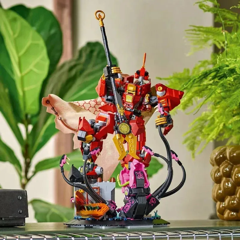 MOC Sets Flame Knight Mecha Building Blocks 71846 Mecha Character Model Brick Desktop Decoration Display Toys Gifts