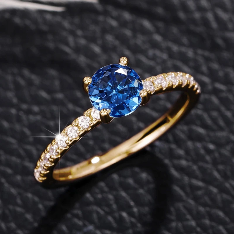 Huitan Klassisches 4-Krallen-Design, rund, Zirkonia, für Damen, Hochzeit, Verlobungsringe, 3 Farben erhältlich, zurückhaltender Brautschmuck, heißer Verkauf – Detail 33