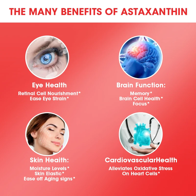 Mulittea Astaxanthin Capsules Promotes Cardiovascular Health and Accelerates Metabolism supporting Eye, Joint & Skin Health