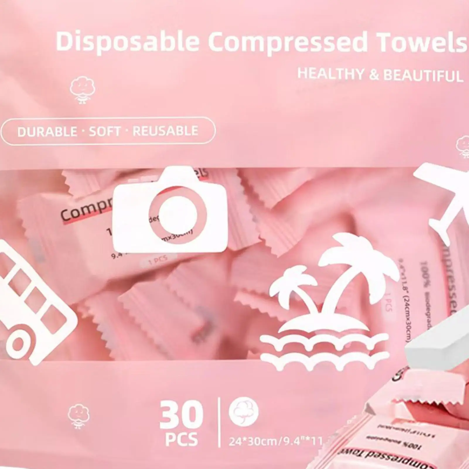 30 قطعة منشفة مضغوطة صغيرة كبسولات المتاح المناشف العناية بالوجه اللوحي المحمولة في الهواء الطلق السفر القماش مناديل المناديل الورقية #5