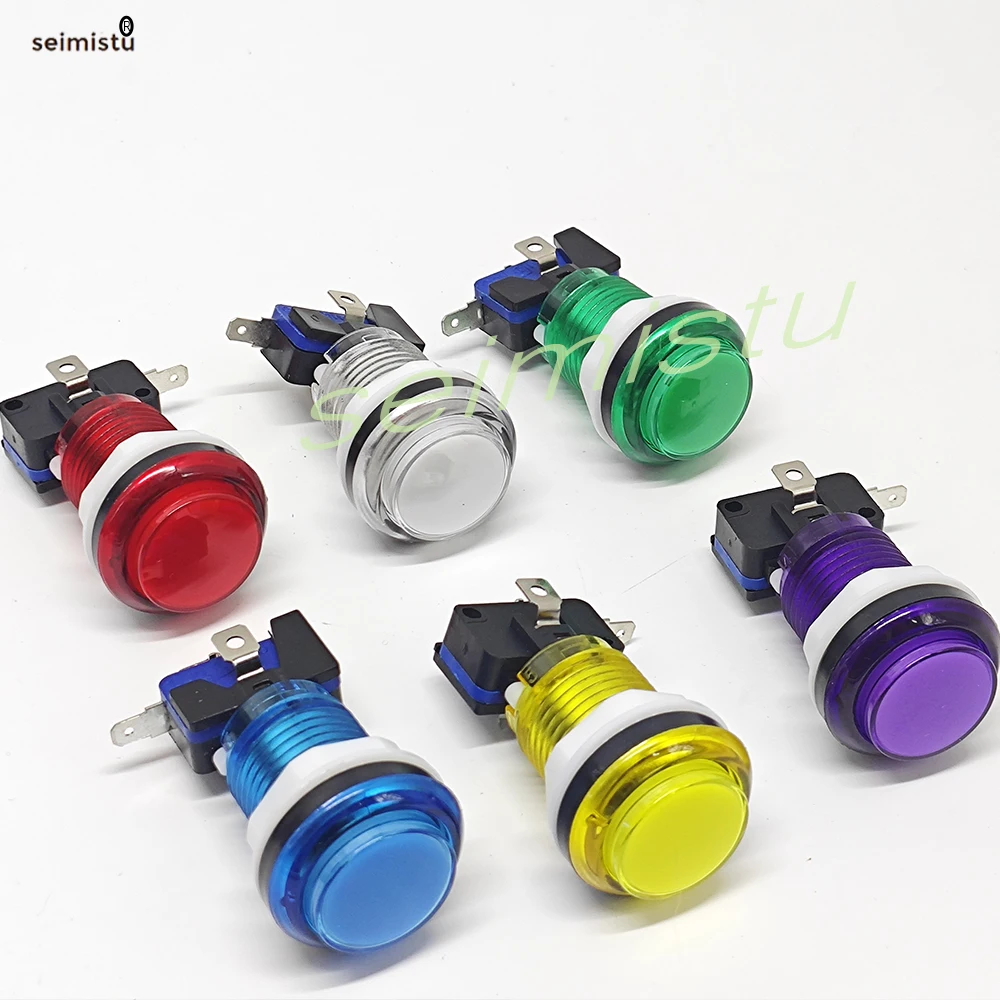 10 stücke LED Arcade Spiel Push Button 5 V 12 v Led Licht Beleuchtete Blub Transparent Mit Mikroschalter Für arcade Spiel DIY TEILE – Detail 8