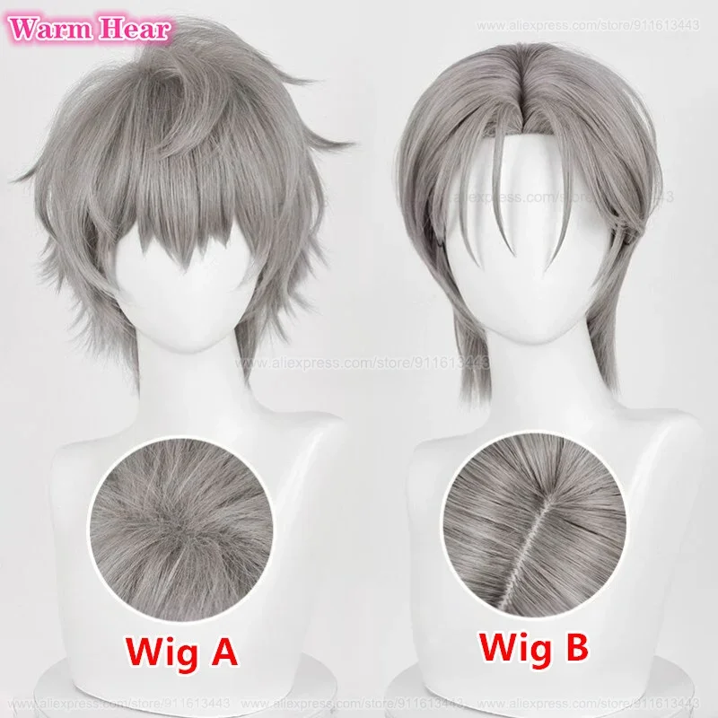 2 Styles Anime Till Synthetic Hair Short 30cm Grey Cosplay Anime Wigs Heat Resistance Hair Halloween Party Wigs + Free Wig Cap