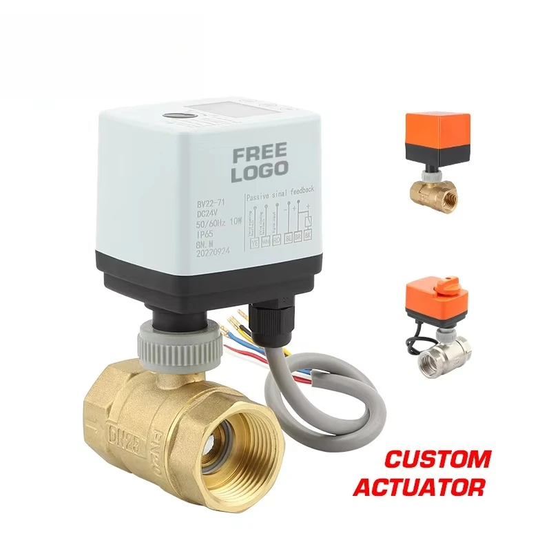 Smart DC24V Electric Actuator Ball Valve Multifunctional Brass with Plastic Water ODM Room Temperature Household Kitchen DN25