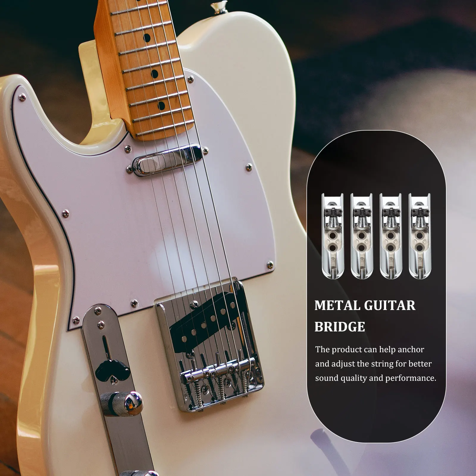 

Strong Metal Guitar Bridge Saddle Replacement Set 4Pcs With Accessories For Bass Electric Ukulele Musical Instrument Parts